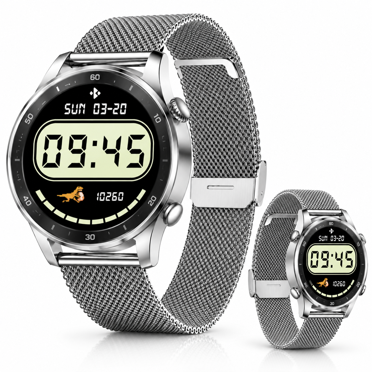 Ceas Smartwatch AK32 Silver, Bluetooth, Impermeabil