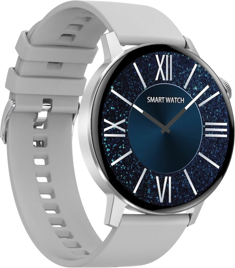 Ceas Smartwatch DT3 Mini Grey, 2 Curele, Argintiu - imagine 3