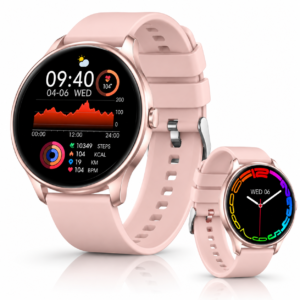 Ceas Smartwatch MX15 Roz, Apeluri Bluetooth, Silicon