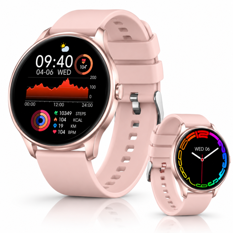 Ceas Smartwatch MX15 Roz, Apeluri Bluetooth, Silicon